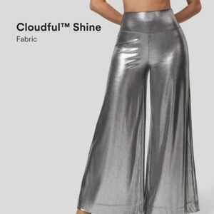 HALARA Wide-Leg Cloudful™ Shine Metallic Pants — Silver